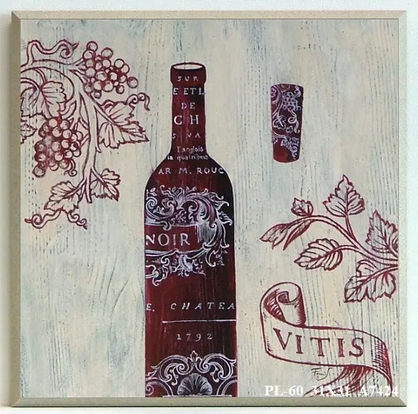 Obraz Wzorzysta kuchnia, butelka wina 31x31