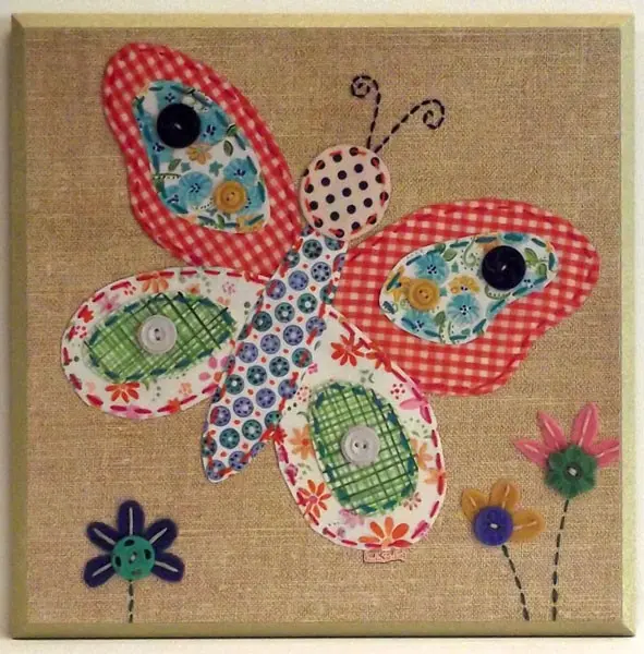 Obraz Z materiału, motylek 31x31 cm