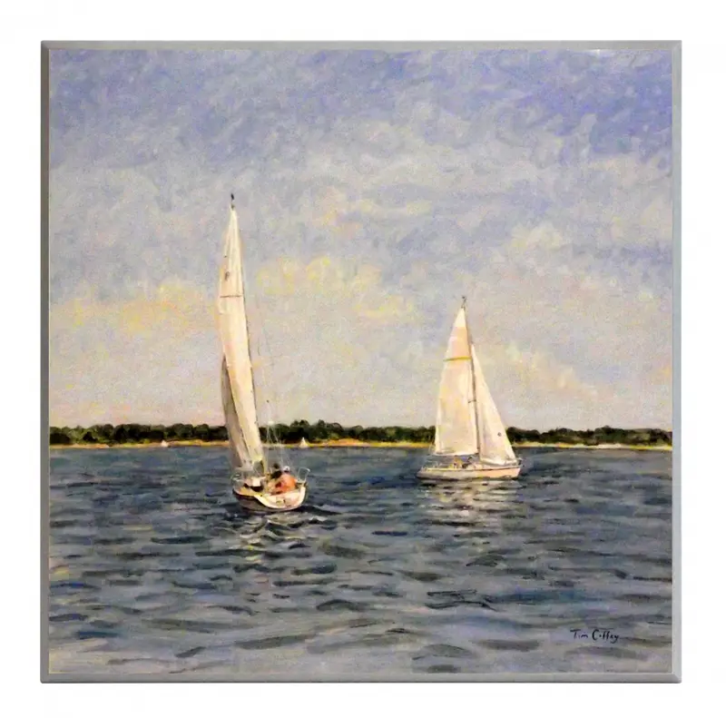 Obraz Żaglówki na jeziorze na płycie 51x51 cm