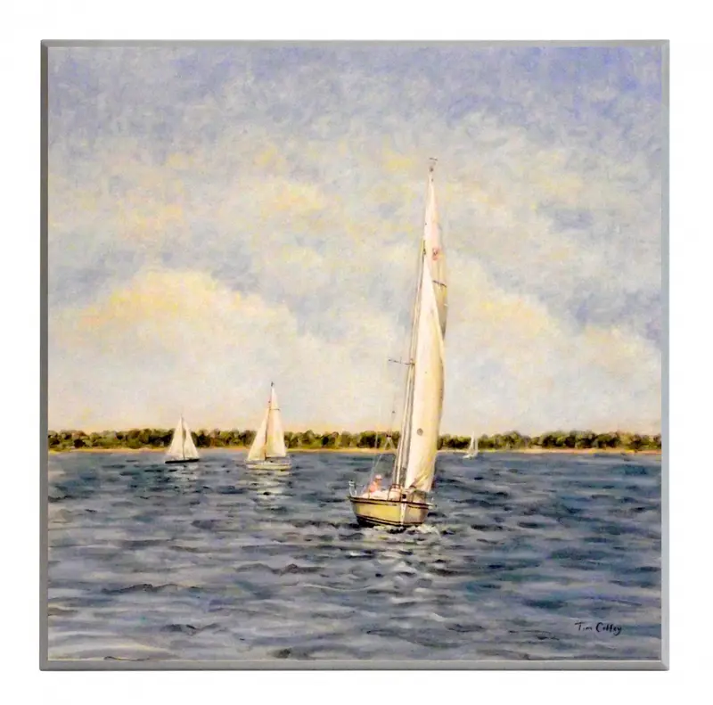 Obraz Żaglówki na jeziorze na płycie 51x51 cm