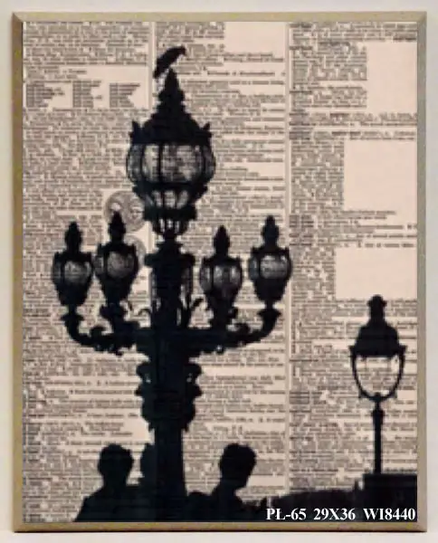Obraz Zdjęcie starodawnej latarni na tle gazety 29x36 cm