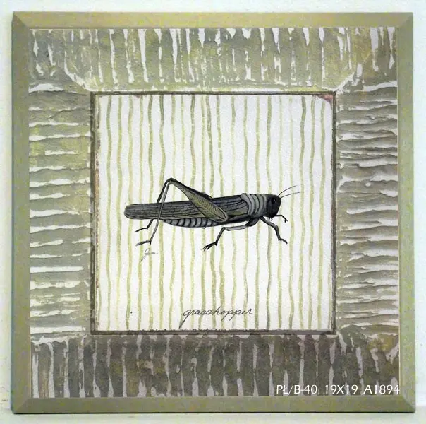 Obraz Zielone owady, konik polny na płycie z pogrubieniem 19x19 cm