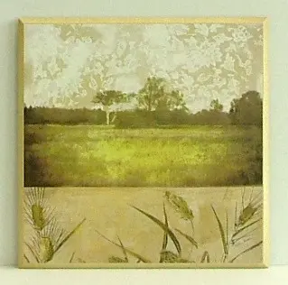 Obraz Zielony pejzaż z ornamentami 31x31 cm