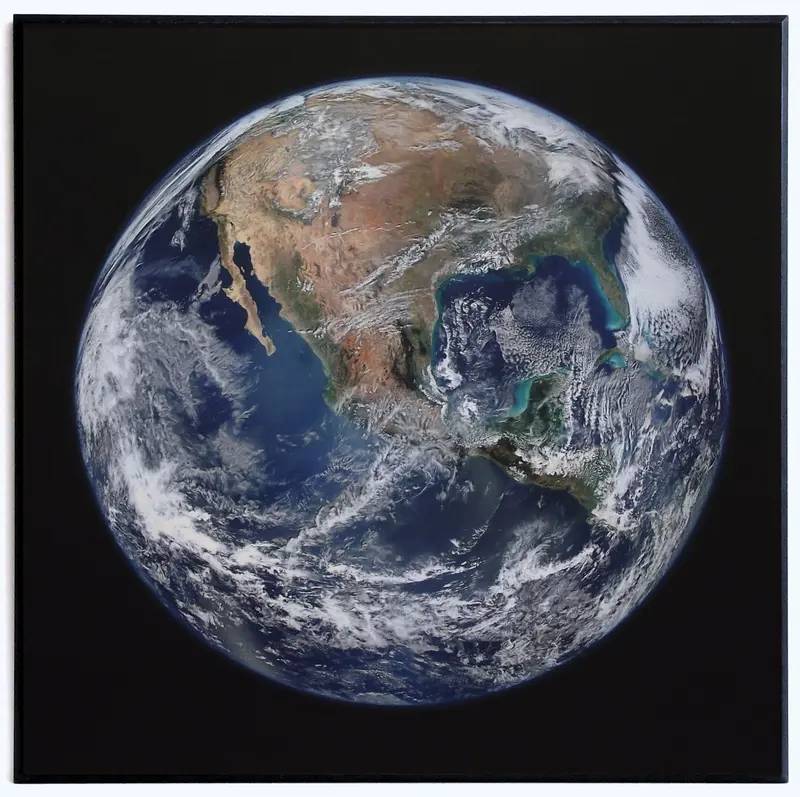 Obraz Ziemia z kosmosu, kolorowa fotografia NASA na płycie 71x71 cm