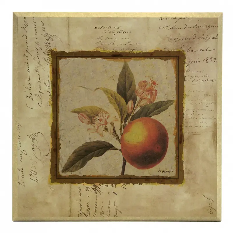 Obraz Złota kolekcja - kwiaty i owoc pomarańczy na płycie z pogrubieniem 31x31 cm