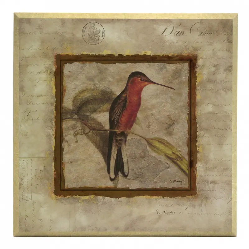 Obraz Złota kolekcja - ptaki, koliber na płycie z pogrubieniem 31x31 cm
