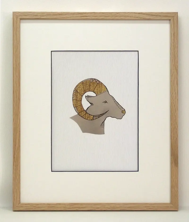 Obraz Znak zodiaku „Baran” 27x33 cm - w ramie dąb naturalny woskowany