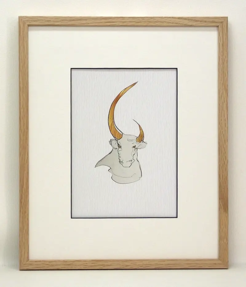 Obraz Znak zodiaku „Byk” 27x33 cm - w ramie dąb naturalny woskowany