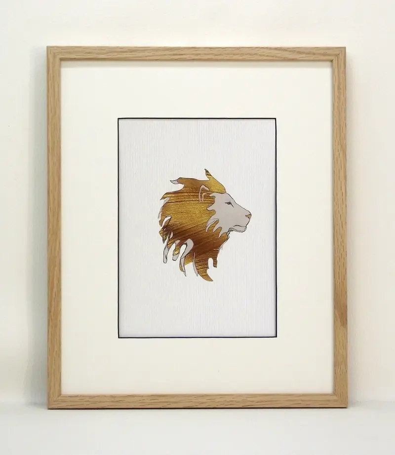 Obraz Znak zodiaku „Lew” 27x33 cm - w ramie dąb naturalny woskowany