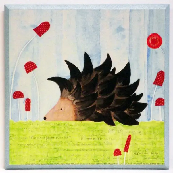 Obraz Zwierzątka wśród roślin, jeżyk 26x26 cm