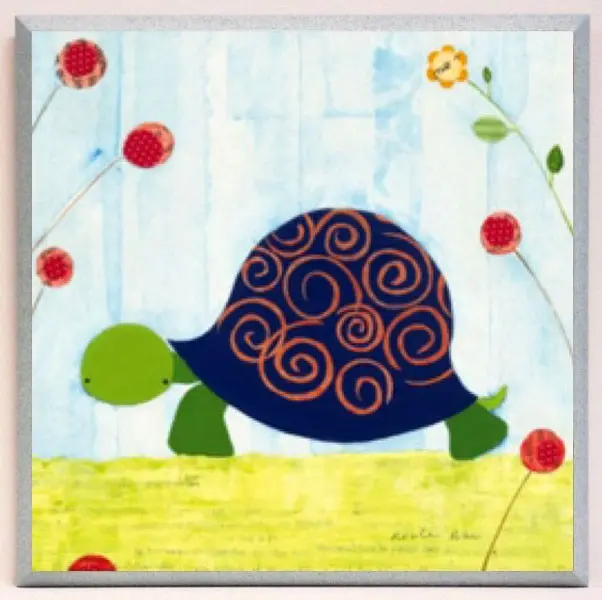 Obraz Zwierzątka wśród roślin, żółwik 26x26 cm