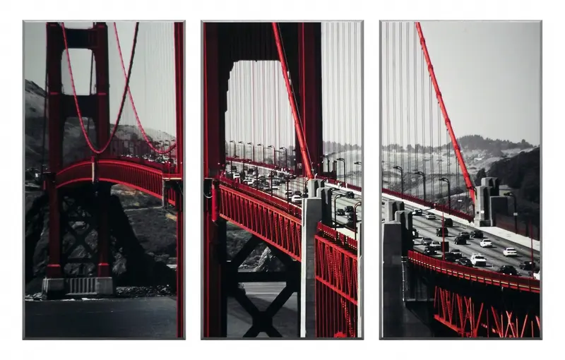 Obrazy - Most Golden Gate, tryptyk min. 108x71 cm