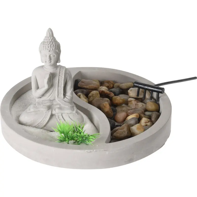 Ogród ZEN z figurką buddy, zestaw do relaksacji, Ø 19 cm