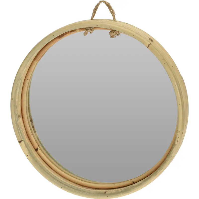 Okrągłe lustro dekoracyjne z rattanową ramką, Ø 30 cm