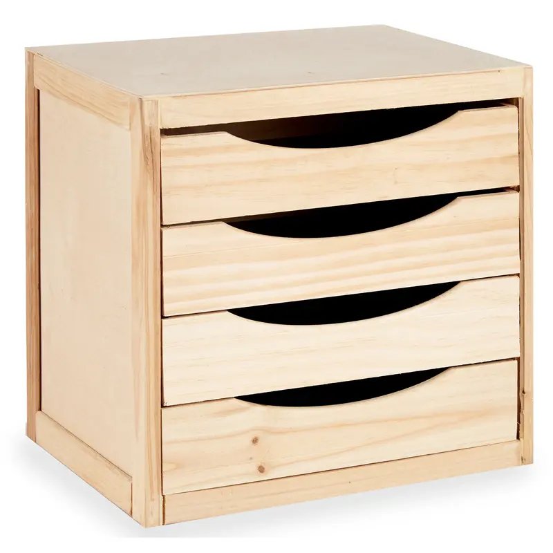 Organizer drewniany MINI, 4 szuflady, 38,5 x 30 x 37,4 cm