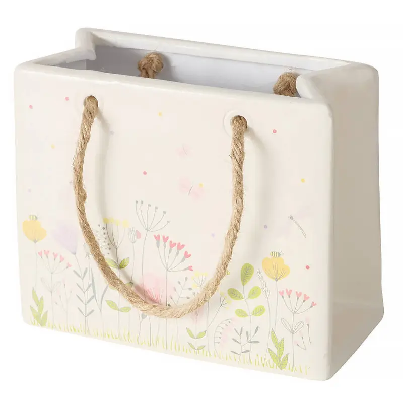 Osłonka ceramiczna torebka FLORINA, 15 x 8 x 12 cm