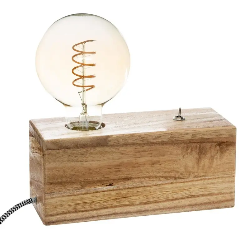 OUTLET Drewniana podstawa TIBU na żarówkę dekoracyjną, 20 x 8 x 9 cm