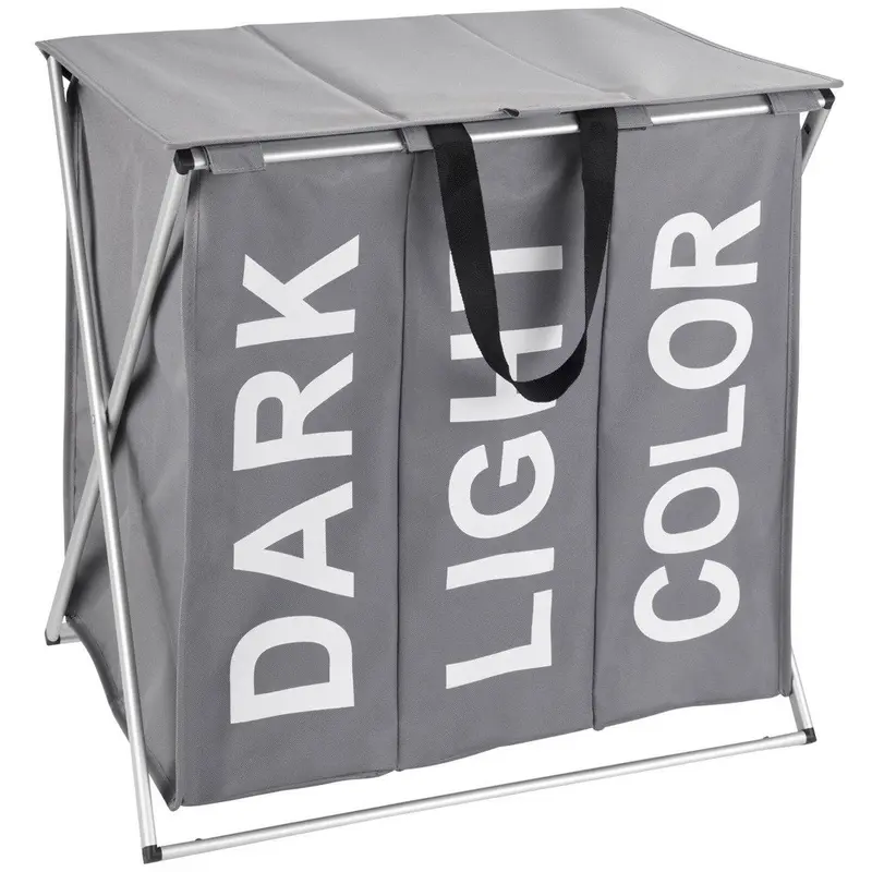 OUTLET Kosz trójkomorowy, składany pojemnik na pranie TRIO TOP - 57 x 57 x 38, WENKO