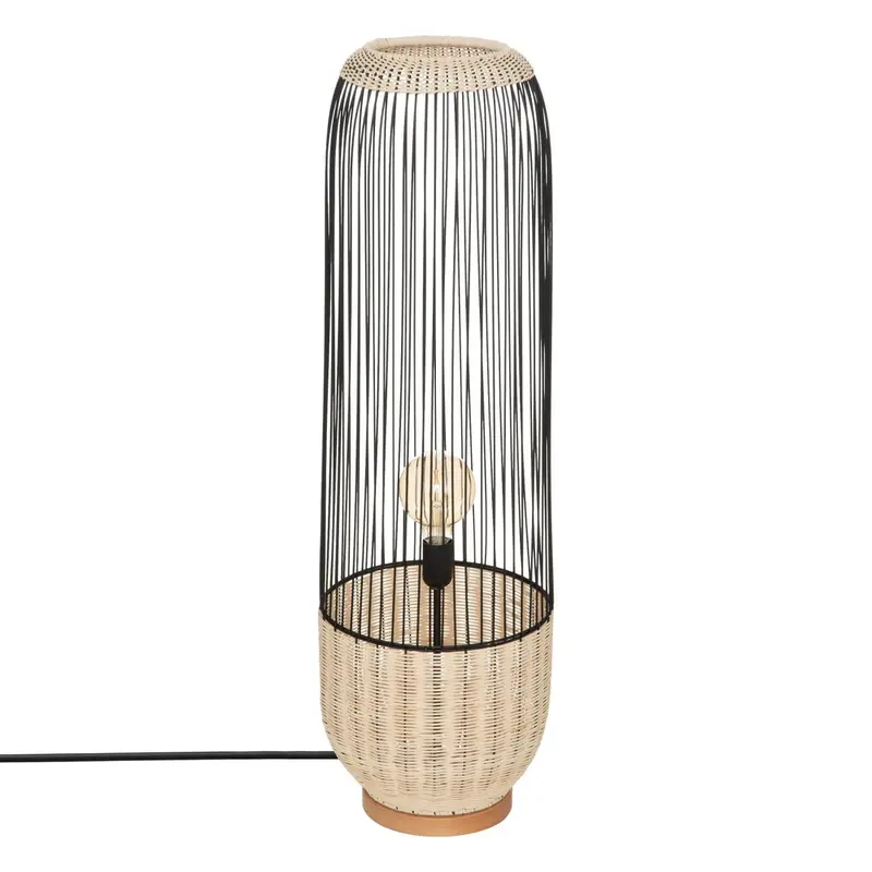 OUTLET Lampa podłogowa boho Anea, rattan i metal, wys. 95 cm
