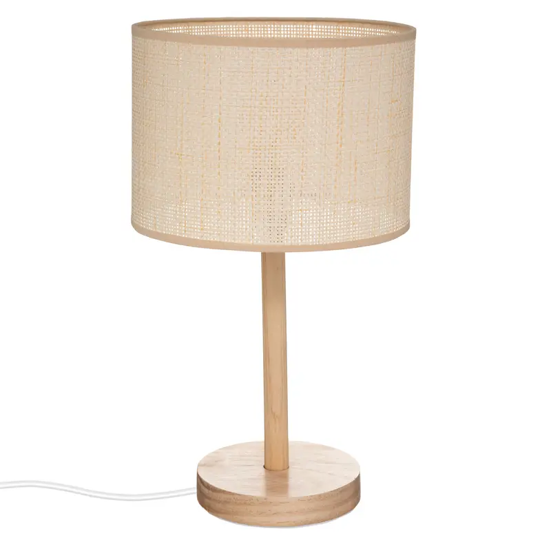 OUTLET Lampa stołowa DELLA, drewniana podstawa, 42 cm