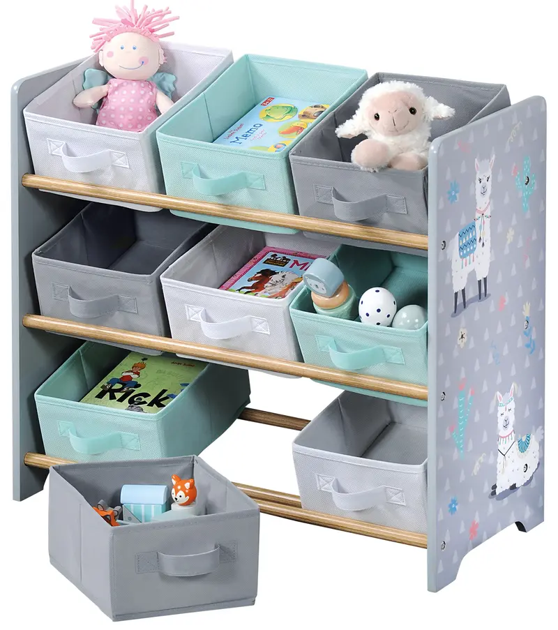 OUTLET Organizer na zabawki z pojemnikami tekstylnymi, w lamy, KESPER