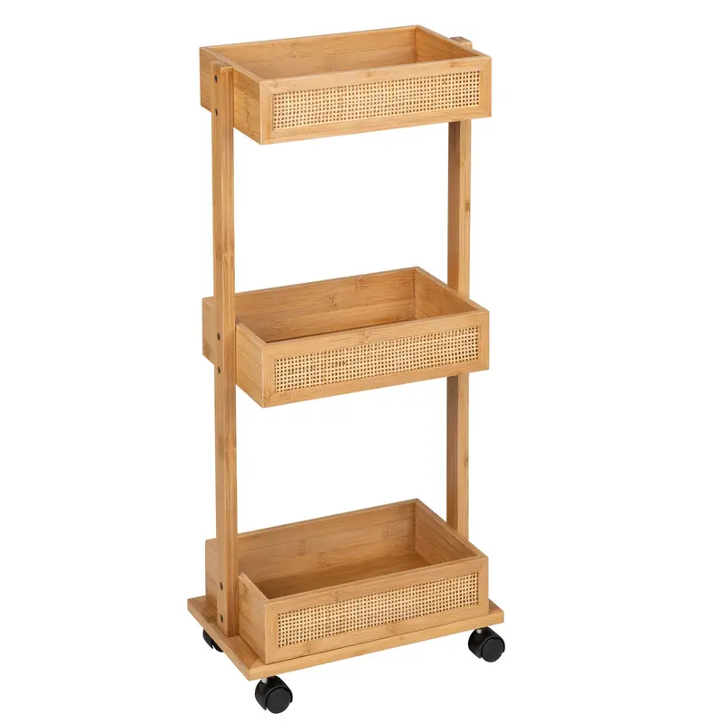 OUTLET Regał łazienkowy ALLEGRE BAMBOO, mobilny, 3 półki, WENKO