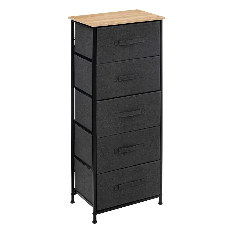 OUTLET Regał z 5 tekstylnymi szufladami TISS, 45 x 30 x 114 cm