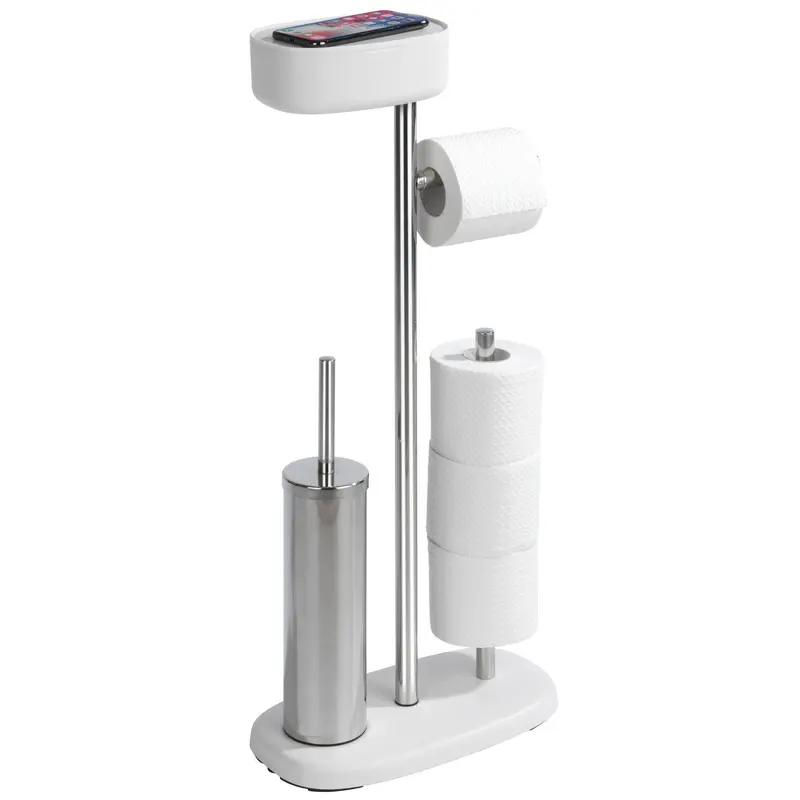 OUTLET Stojak na papier i szczotkę wc z półką i koszem RIVAZZA, 4w1, WENKO
