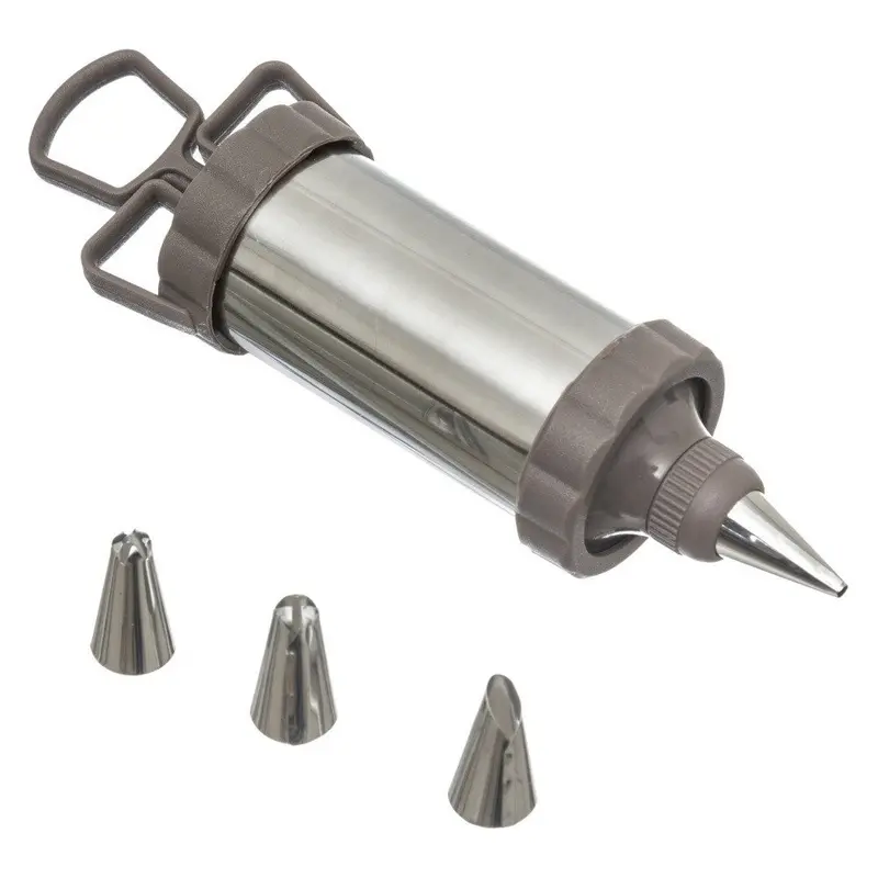 OUTLET Szpryca do dekorowania ciastek, dekorator, inox, 4 końcówki