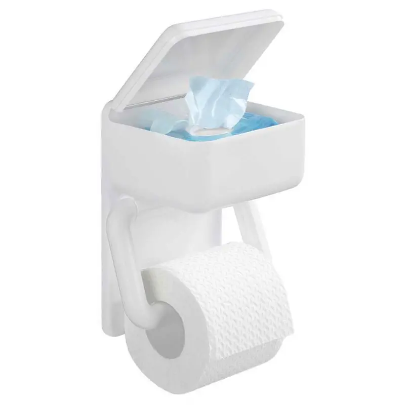 OUTLET Uchwyt na papier toaletowy z pojemnikiem np. na mokre chusteczki, 2w1