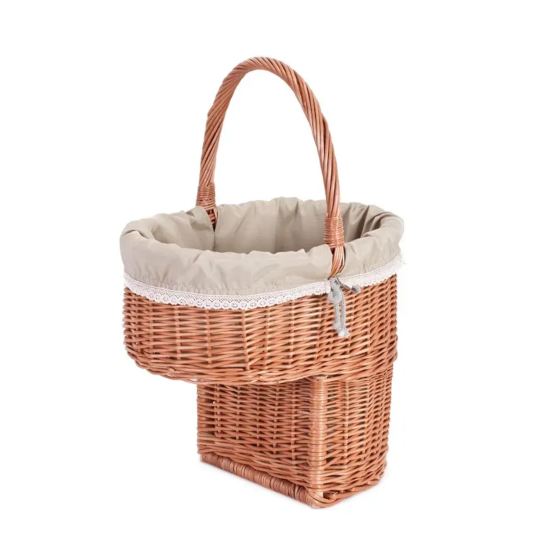 Ovis wicker stair basket, storage container, stair organizer with trim TheWickerStories