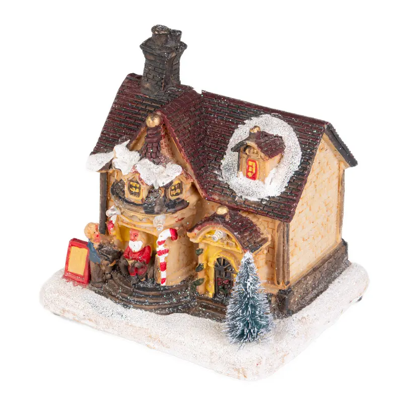 Ozdoba świąteczna Zimowy domek, oświetlenie LED, 15 x 12,5 x 9,5 cm