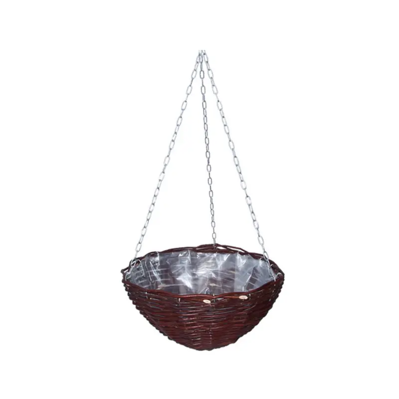 Pallados wicker planter, hanging garden basket, wicker flower basket with plastic liner TheWickerStories