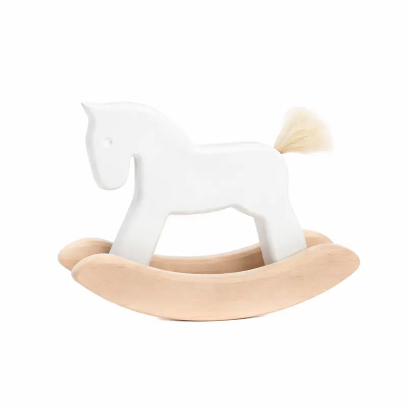 Parvus white wooden rocking horse - toy for children TheWickerStories