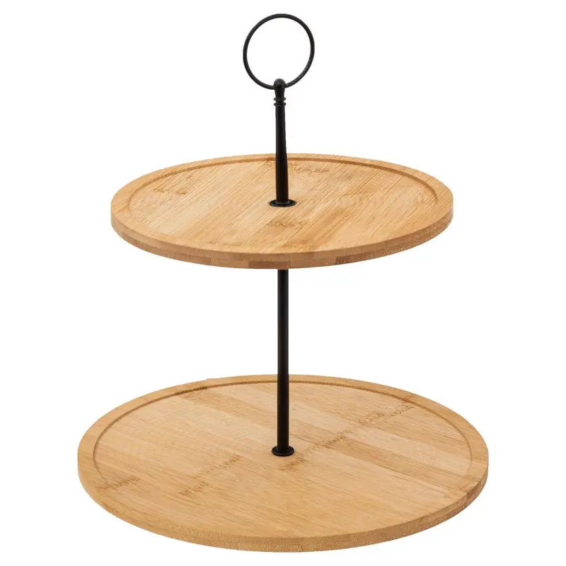Patera na ciasto, bambusowa, dwa poziomy, wys. 30 cm
