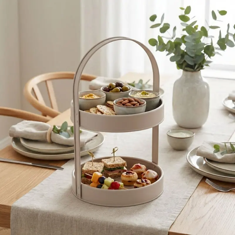 Patera piętrowa greige metalowa ZELLER