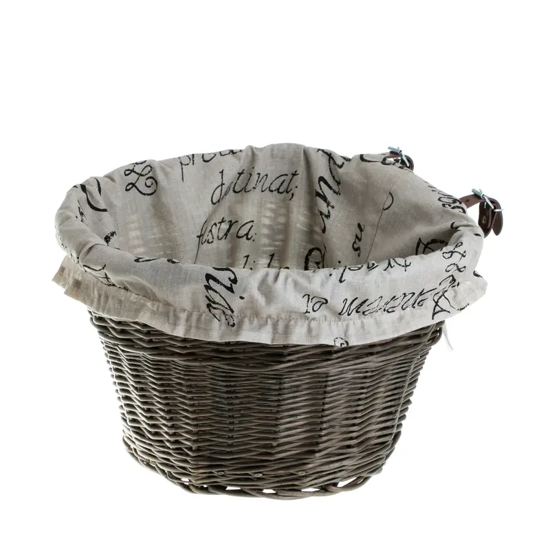 Paulus wicker bike basket with beige trim and straps TheWickerStories