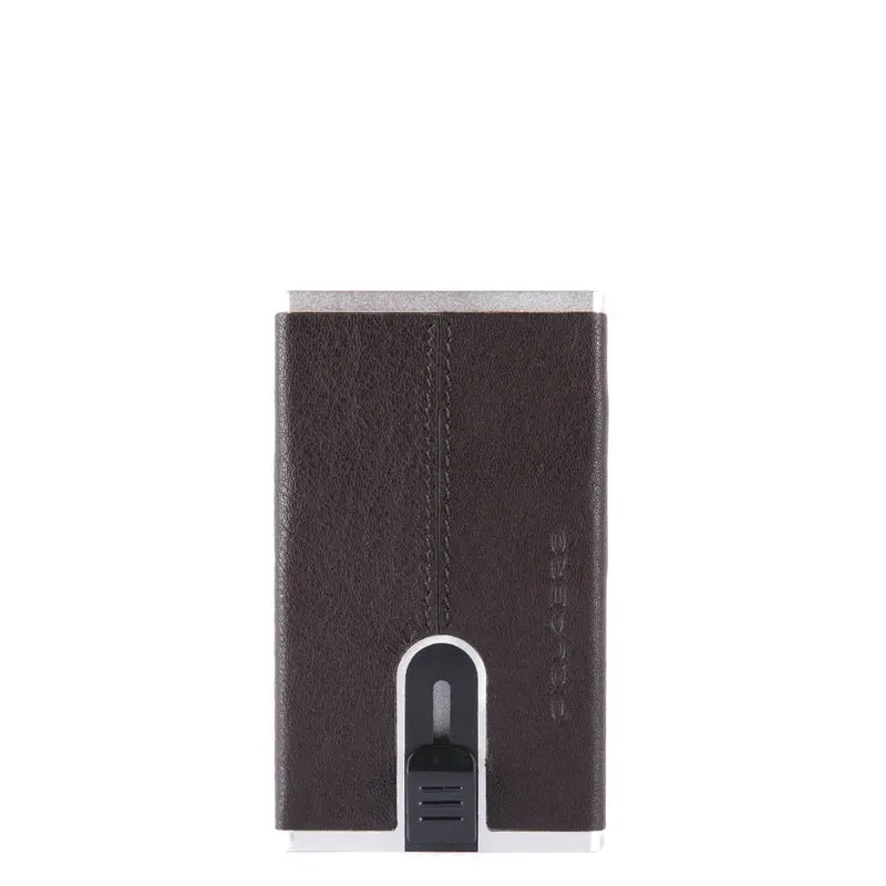 Piquadro, Black Square, Leather Card Holder, Square Sliding System, PP4825B3R-TM, Brown, For Men