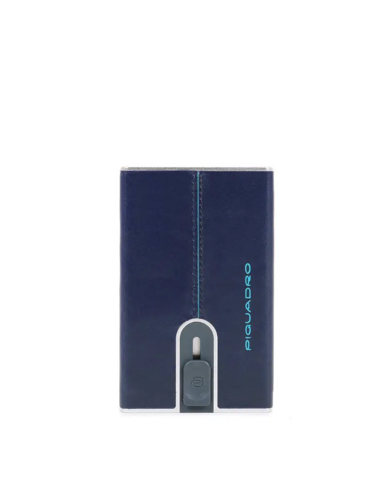 Piquadro, Blue Square, Leather Wallet, Square Sliding System with Money Clip, PP5358B2R-BLU2, Blue, For Men