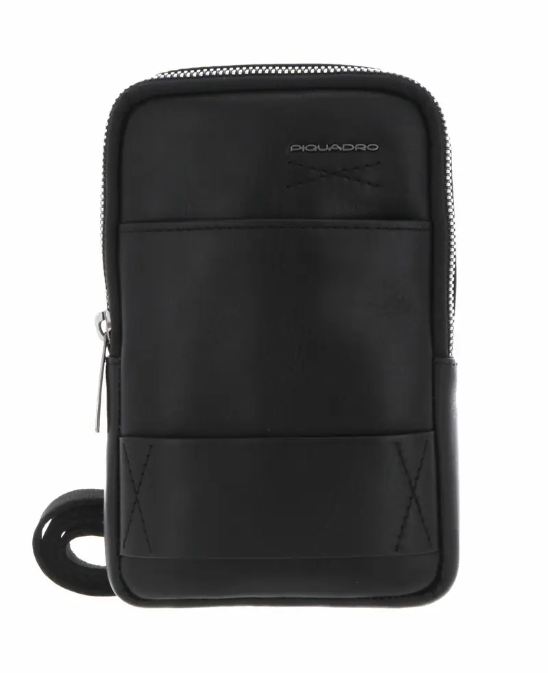 Piquadro, Obidos, Leather Crossbody Bag, Black, For Men