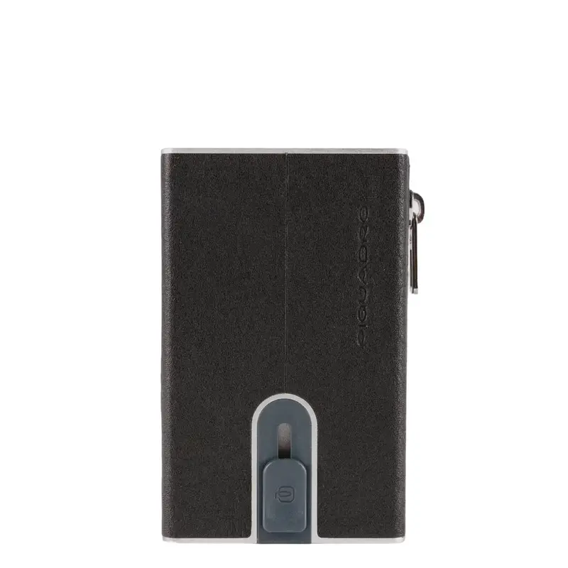Piquadro, Piquadro, Leather Card Holder, Square Sliding System, PP5585B3R, Black, For Men