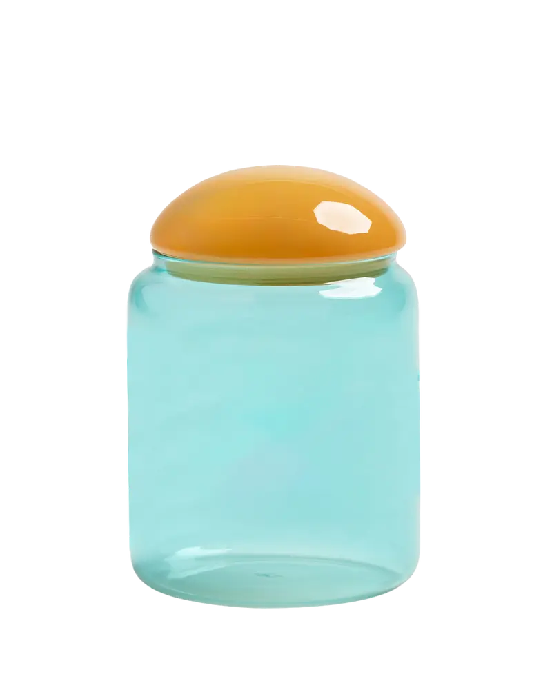 Pojemnik szklany PUFFY turkusowy