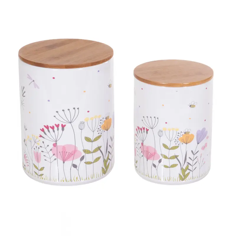 Pojemniki kuchenne ceramiczne w polne kwiaty FLORINA, 2 sztuki