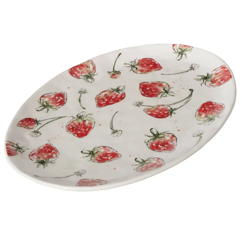 Półmisek ceramiczny STRAWBERRY, wzór w truskawki, 39 x 31 cm