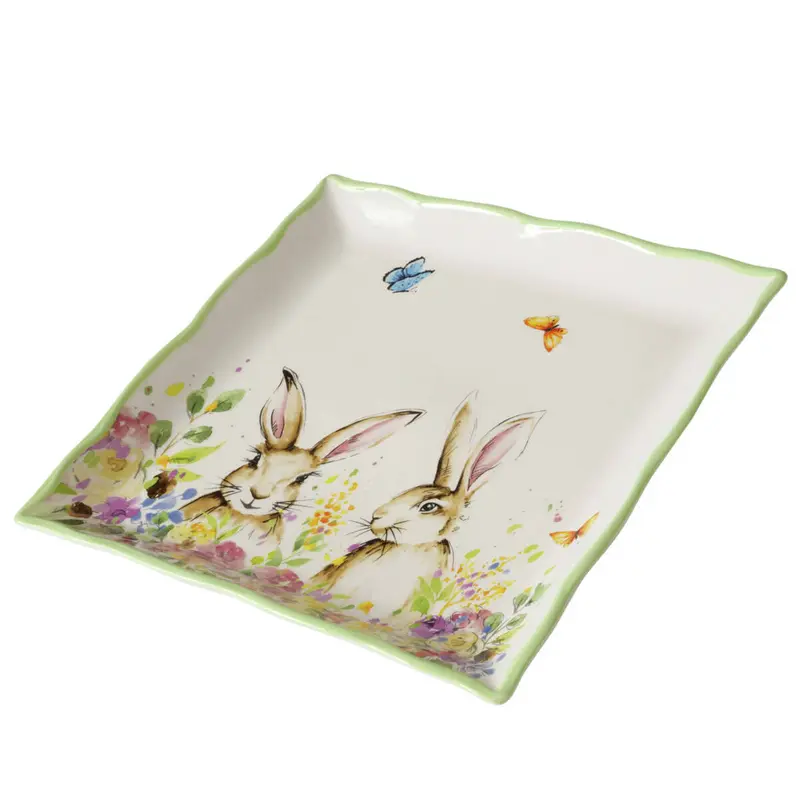 Półmisek do serwowania w wielkanocny wzór HOPSA, ceramiczny, 34 x 34 cm