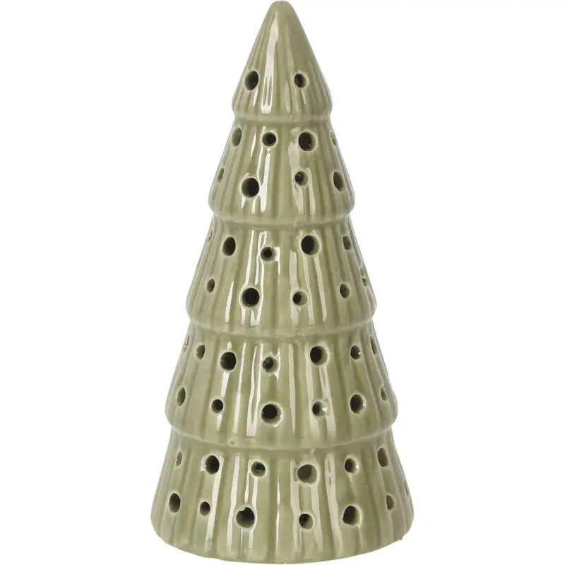 Porcelanowa choinka z oświetleniem LED, kropki, 14 cm