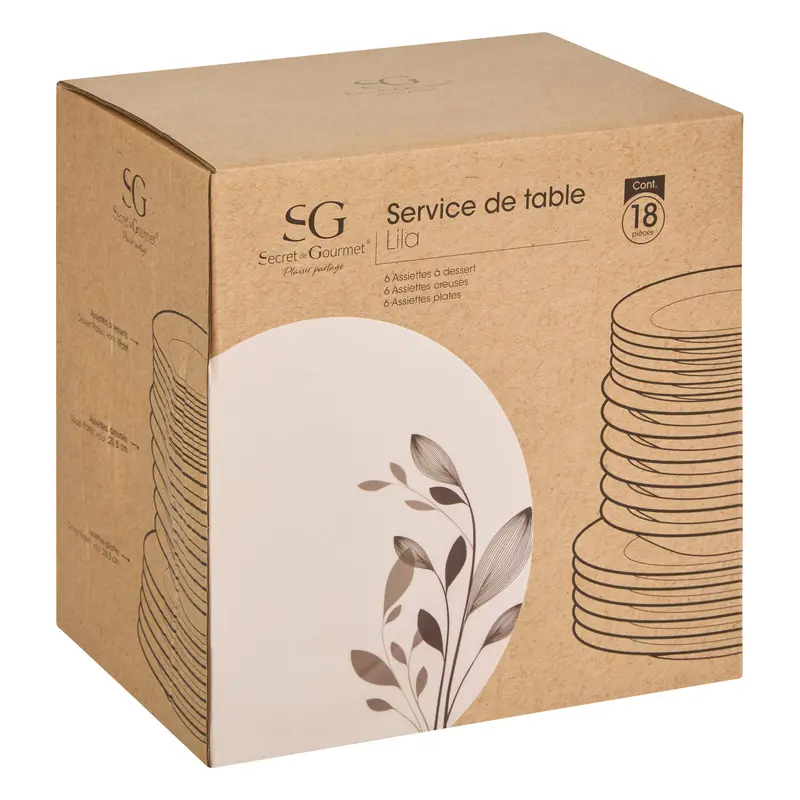 Porcelanowa zastawa dla 6 osób LILA, 18 elementów
