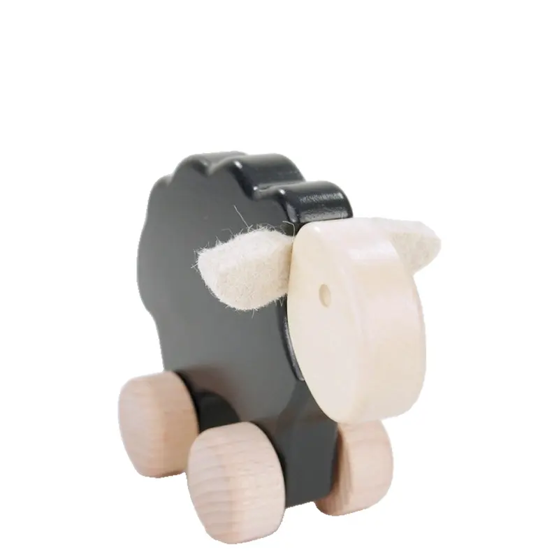 Pratum wooden sheep on wheels – children's toy TheWickerStories