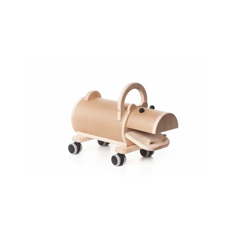 Prisma wooden hippopotamus on wheels with handle – ride-on toy for children TheWickerStories