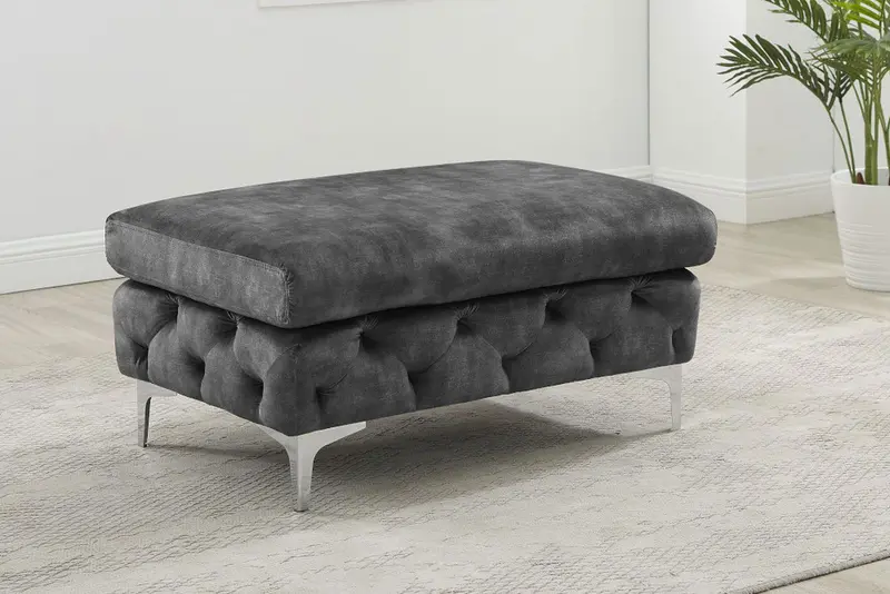 PUFA MODERN BAROCK CIEMNOSZARY AKSAMIT / 41135  / INVICTA INTERIOR